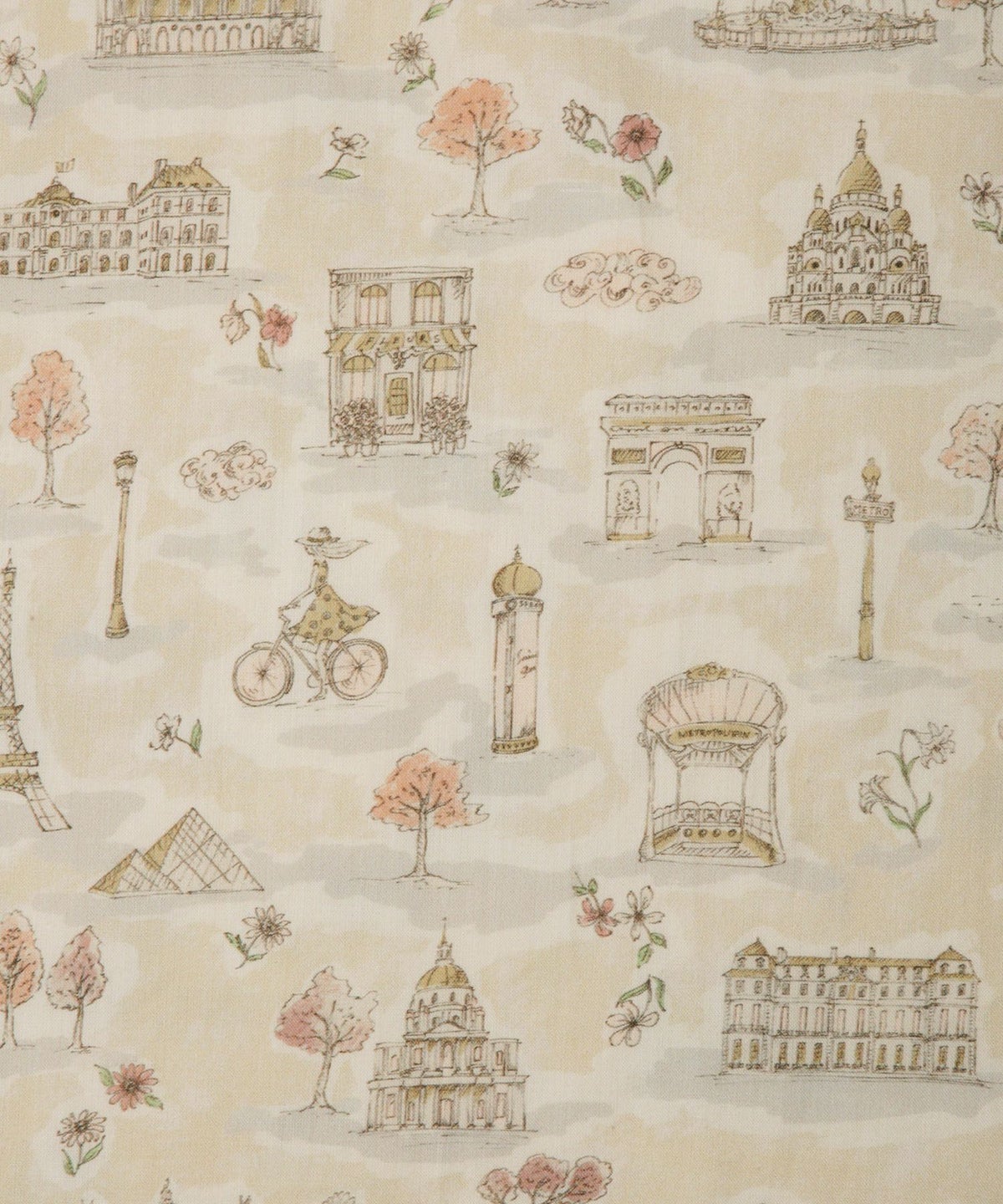 レディース ワンピース ボウタイ リバティ柄 長袖 パリ 陶器 長袖 きれいめ 上品 洗える グレー/ピンク/ブルー/ベージュ/M