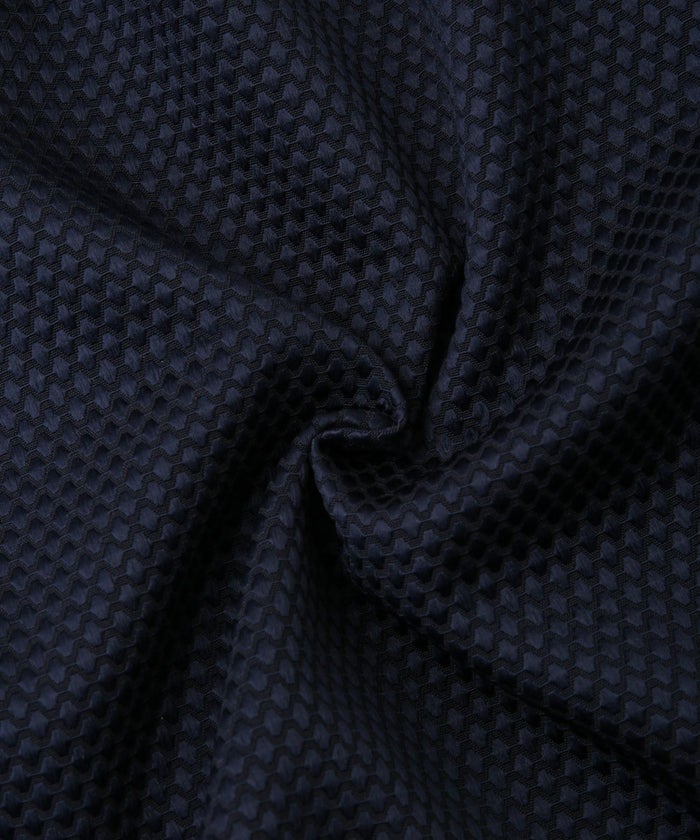 襟付き ジャガード ペプラム ブラウス フェミニン 微光沢 ペプラム 丸襟 長袖 きれいめ 上品 オフィス  オケージョン ホワイト/ネイビー/ブラック/M/長袖