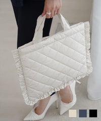 レディース バッグ 無地 キルティング オケージョン オフィス 学校行事 春 夏 秋 冬 サブバッグ アイボリー ネイビー ブラック フリー キルティング サブバッグ HUIT