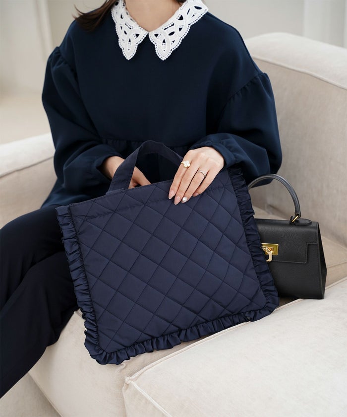 レディース バッグ 無地 キルティング オケージョン オフィス 学校行事 春 夏 秋 冬 サブバッグ アイボリー ネイビー ブラック フリー