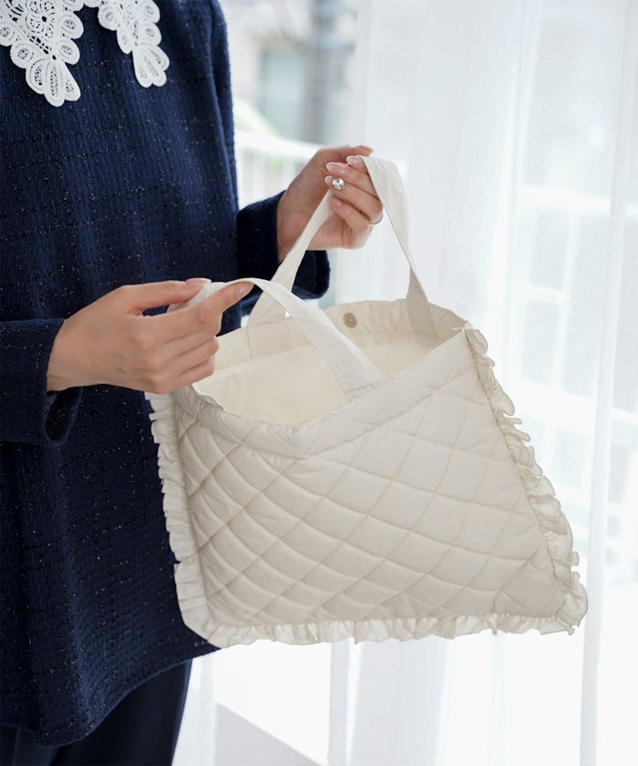 レディース バッグ 無地 キルティング オケージョン オフィス 学校行事 春 夏 秋 冬 サブバッグ アイボリー ネイビー ブラック フリー