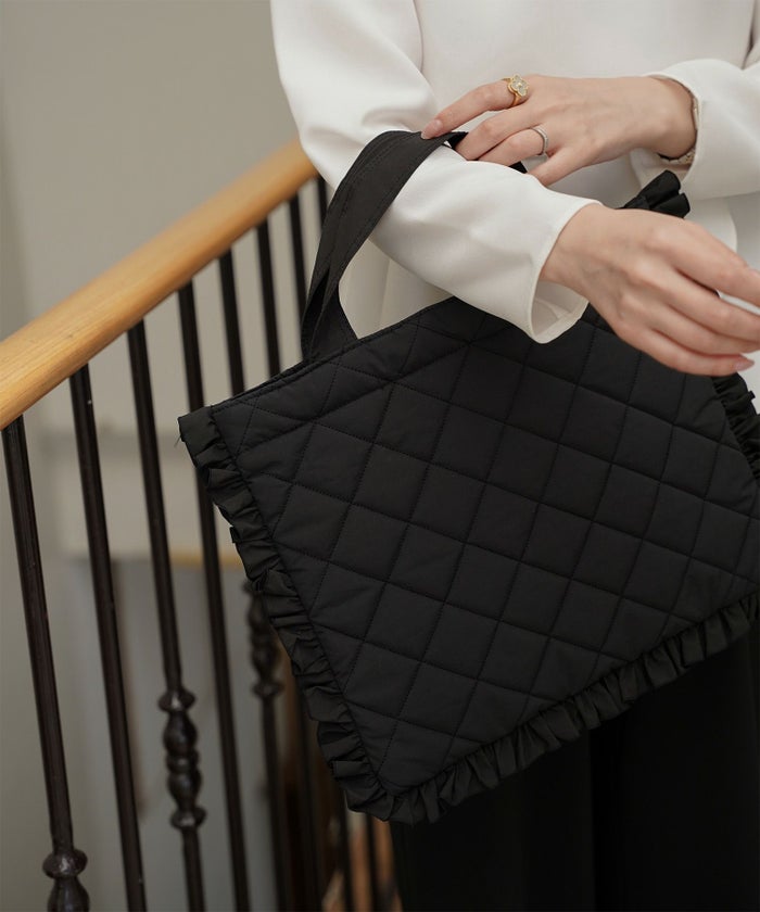 レディース バッグ 無地 キルティング オケージョン オフィス 学校行事 春 夏 秋 冬 サブバッグ アイボリー ネイビー ブラック フリー