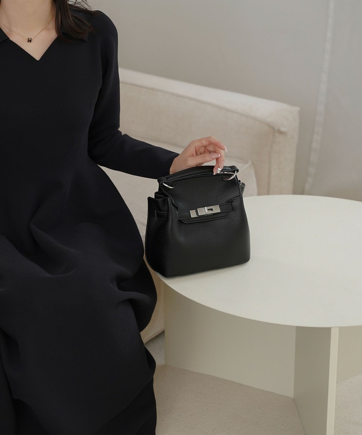 レディース バッグ きれいめ ショルダー 2way 合皮 ブラウン/ブラック/フリー