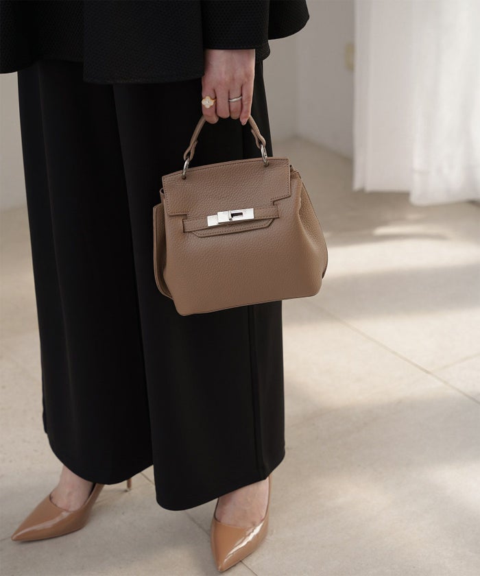 レディース バッグ きれいめ ショルダー 2way 合皮 ブラウン/ブラック/フリー