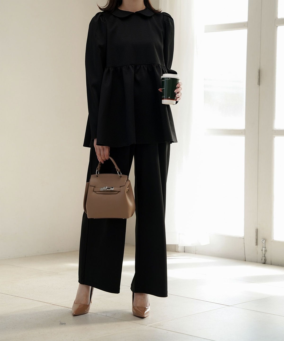 レディース バッグ きれいめ ショルダー 2way 合皮 ブラウン/ブラック/フリー