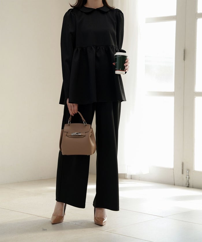 レディース バッグ きれいめ ショルダー 2way 合皮 ブラウン/ブラック/フリー