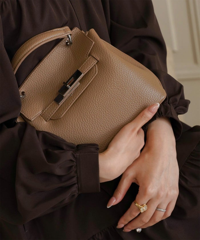 レディース バッグ きれいめ ショルダー 2way 合皮 ブラウン/ブラック/フリー