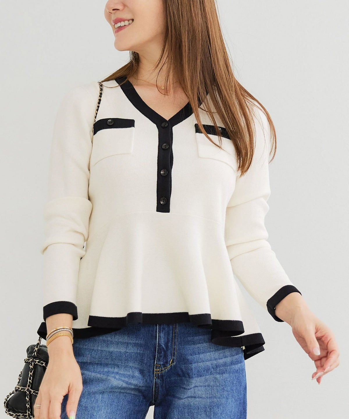 手洗い可 レディース 長袖 秋冬春 長袖 可愛い 上品 きれいめ オフィス 大人カジュアル フェミニン ジョイントスペース