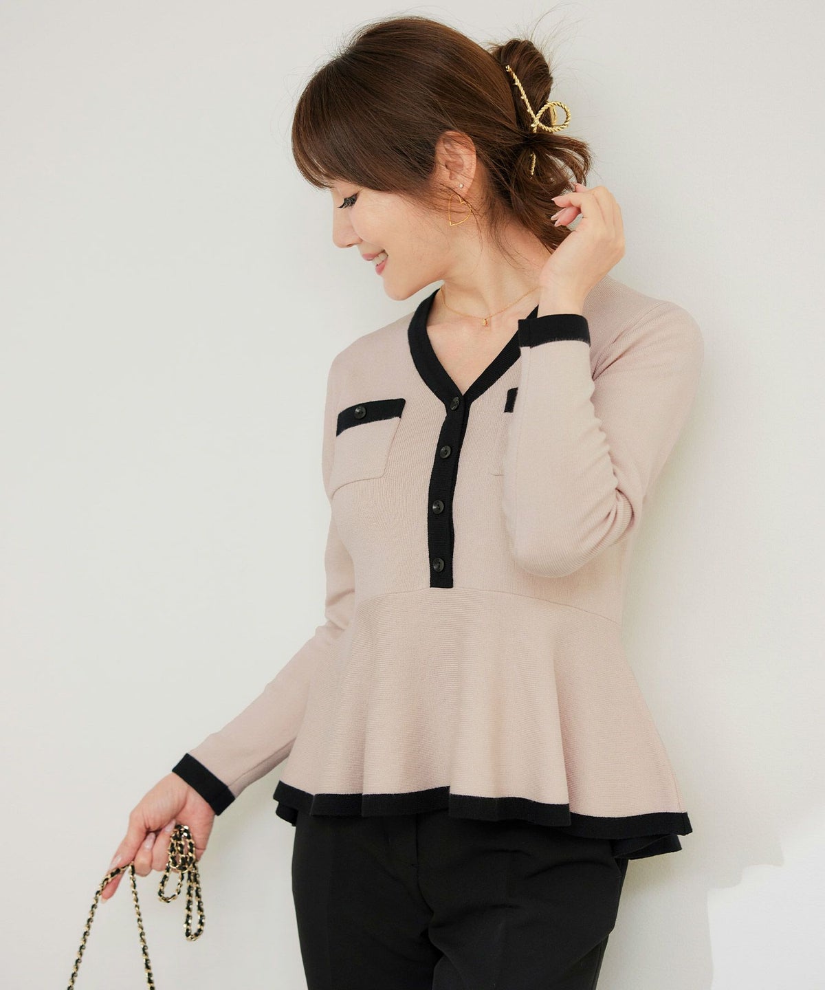 手洗い可 レディース 長袖 秋冬春 長袖 可愛い 上品 きれいめ オフィス 大人カジュアル フェミニン ジョイントスペース