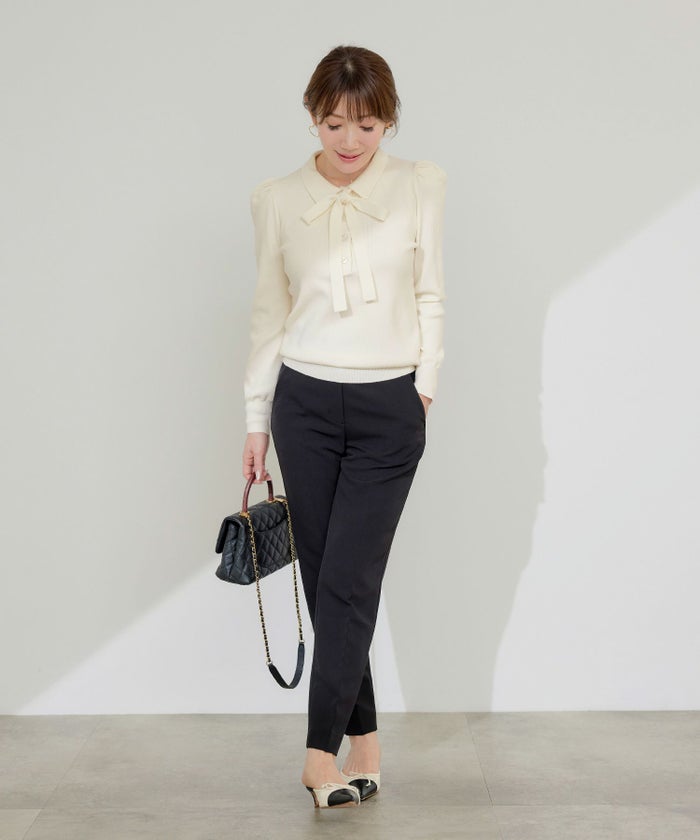 手洗い可 レディース 長袖 秋冬春 長袖 可愛い 上品 きれいめ オフィス 色 フェミニン ジョイントスペース