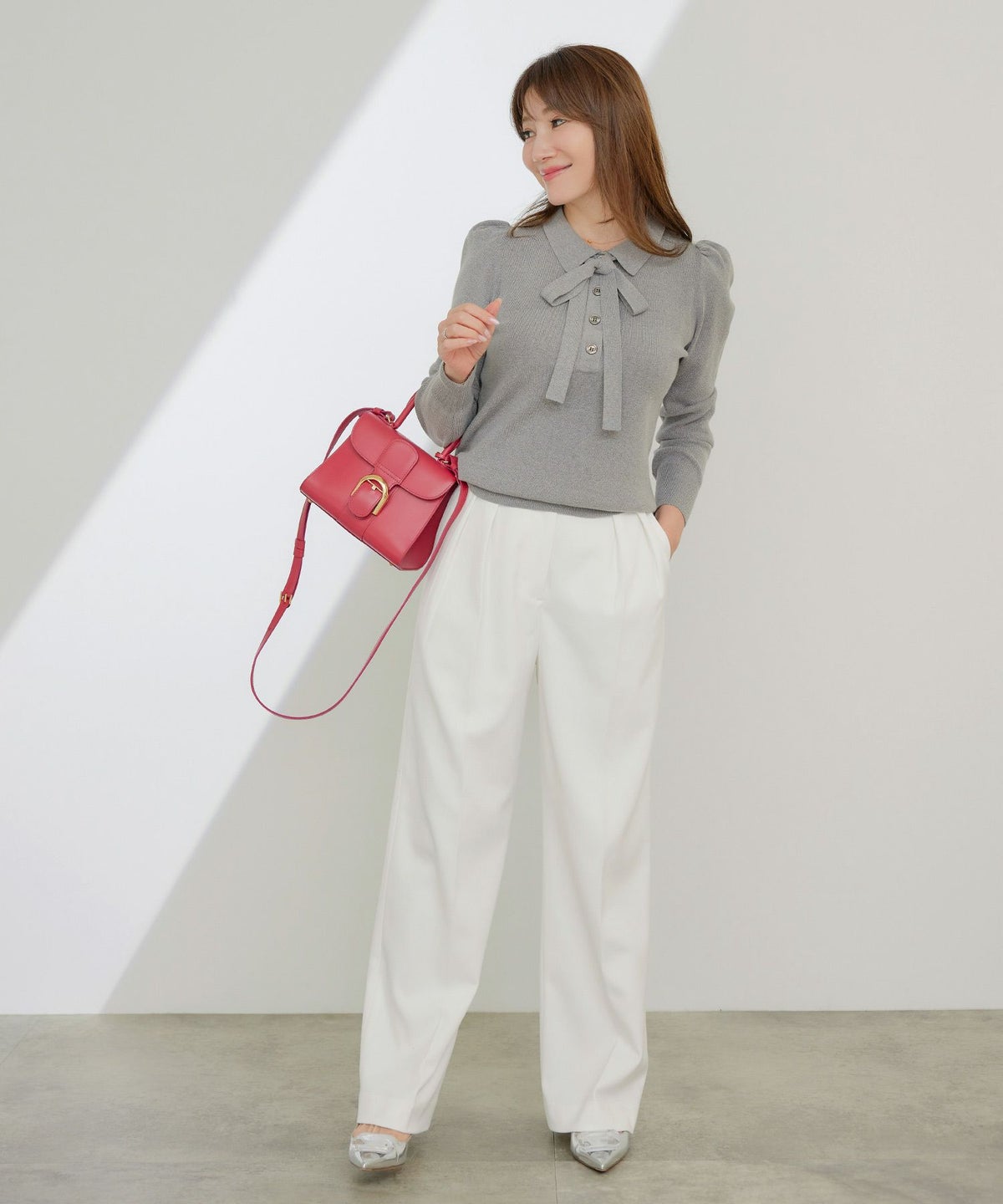 手洗い可 レディース 長袖 秋冬春 長袖 可愛い 上品 きれいめ オフィス 色 フェミニン ジョイントスペース