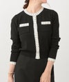 新色追加 手洗い可 レディース 秋冬春 可愛い 上品 きれいめ オフィス 色 フェミニン ジョイントスペース ＜エコヴェロ＞ステッチジャガード丸首ニットCD Liala×PG