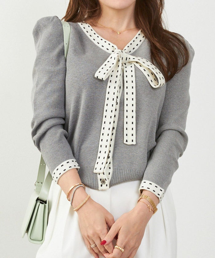 手洗い可 レディース 長袖 秋冬春 長袖 可愛い 上品 きれいめ オフィス ボウタイ フェミニン ジョイントスペース