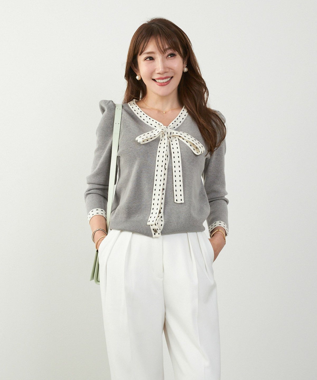 手洗い可 レディース 長袖 秋冬春 長袖 可愛い 上品 きれいめ オフィス ボウタイ フェミニン ジョイントスペース