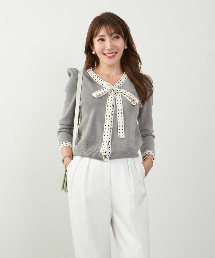 手洗い可 レディース 長袖 秋冬春 長袖 可愛い 上品 きれいめ オフィス ボウタイ フェミニン ジョイントスペース