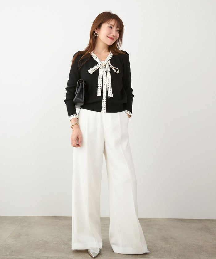 手洗い可 レディース 長袖 秋冬春 長袖 可愛い 上品 きれいめ オフィス ボウタイ フェミニン ジョイントスペース