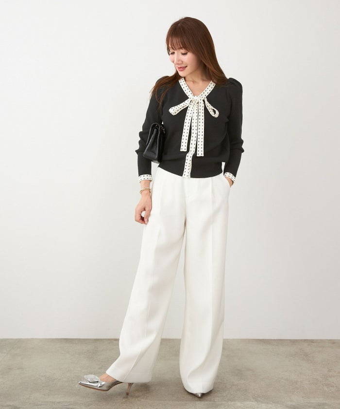 手洗い可 レディース 長袖 秋冬春 長袖 可愛い 上品 きれいめ オフィス ボウタイ フェミニン ジョイントスペース