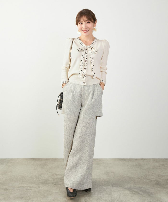 手洗い可 レディース 長袖 秋冬春 長袖 可愛い 上品 きれいめ オフィス ボウタイ フェミニン ジョイントスペース