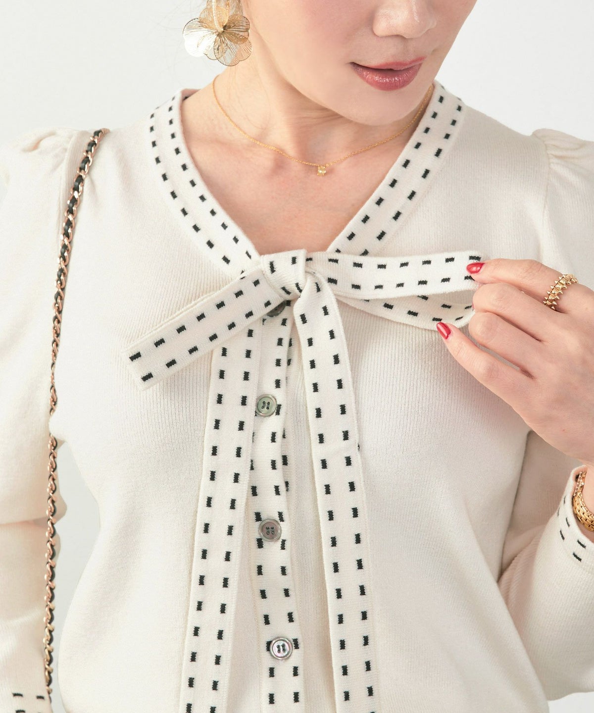 手洗い可 レディース 長袖 秋冬春 長袖 可愛い 上品 きれいめ オフィス ボウタイ フェミニン ジョイントスペース