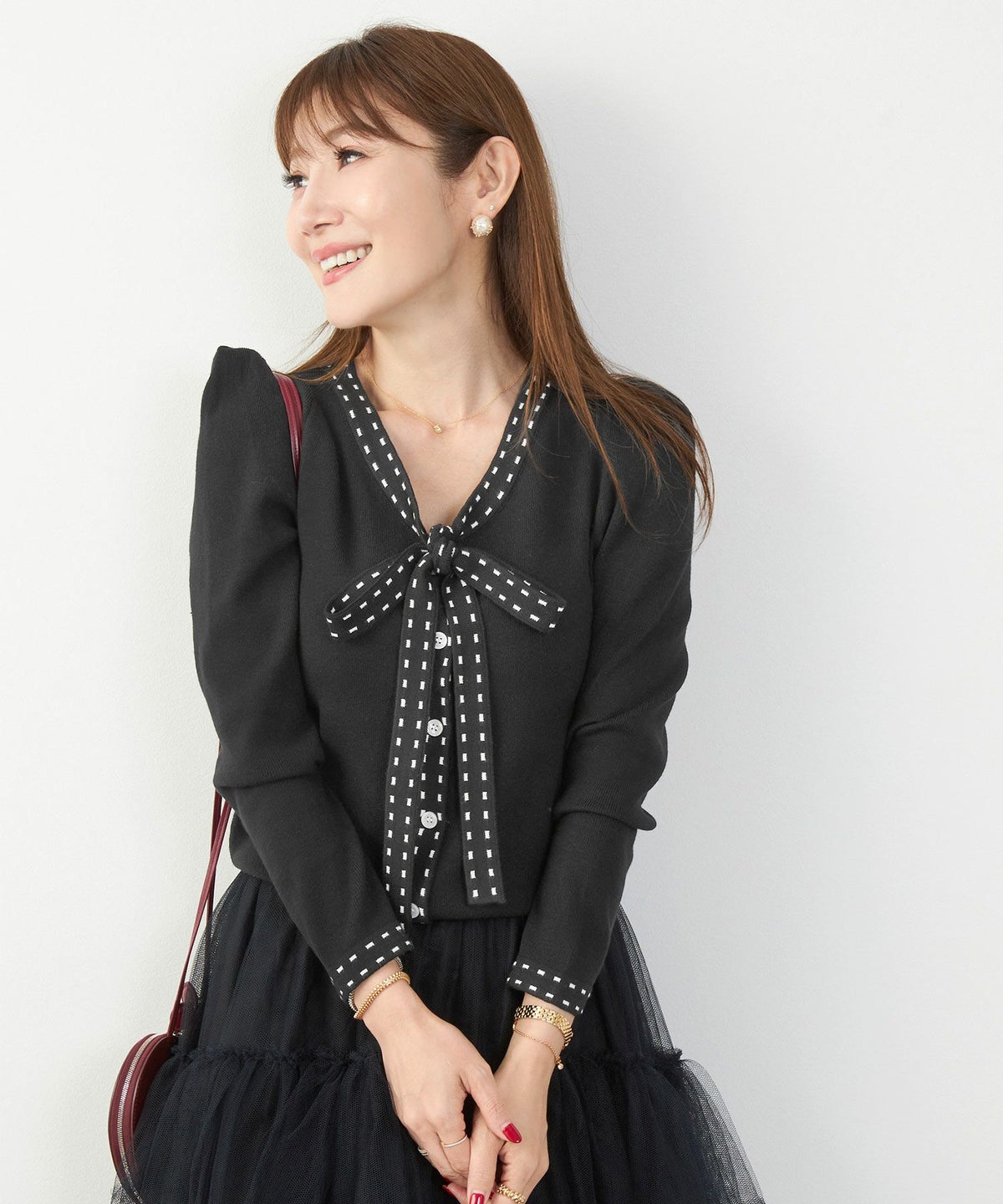 手洗い可 レディース 長袖 秋冬春 長袖 可愛い 上品 きれいめ オフィス ボウタイ フェミニン ジョイントスペース