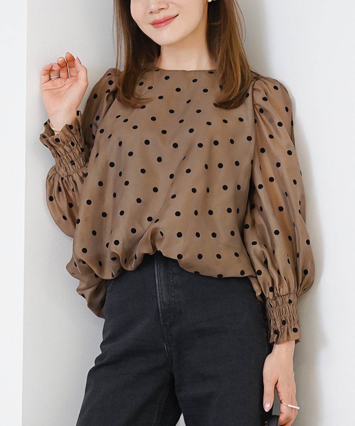 新色追加 手洗い可 長袖 大人カジュアル オフィス きれいめ フェニミン シアー オールシーズン 柄 ジョイントスペース