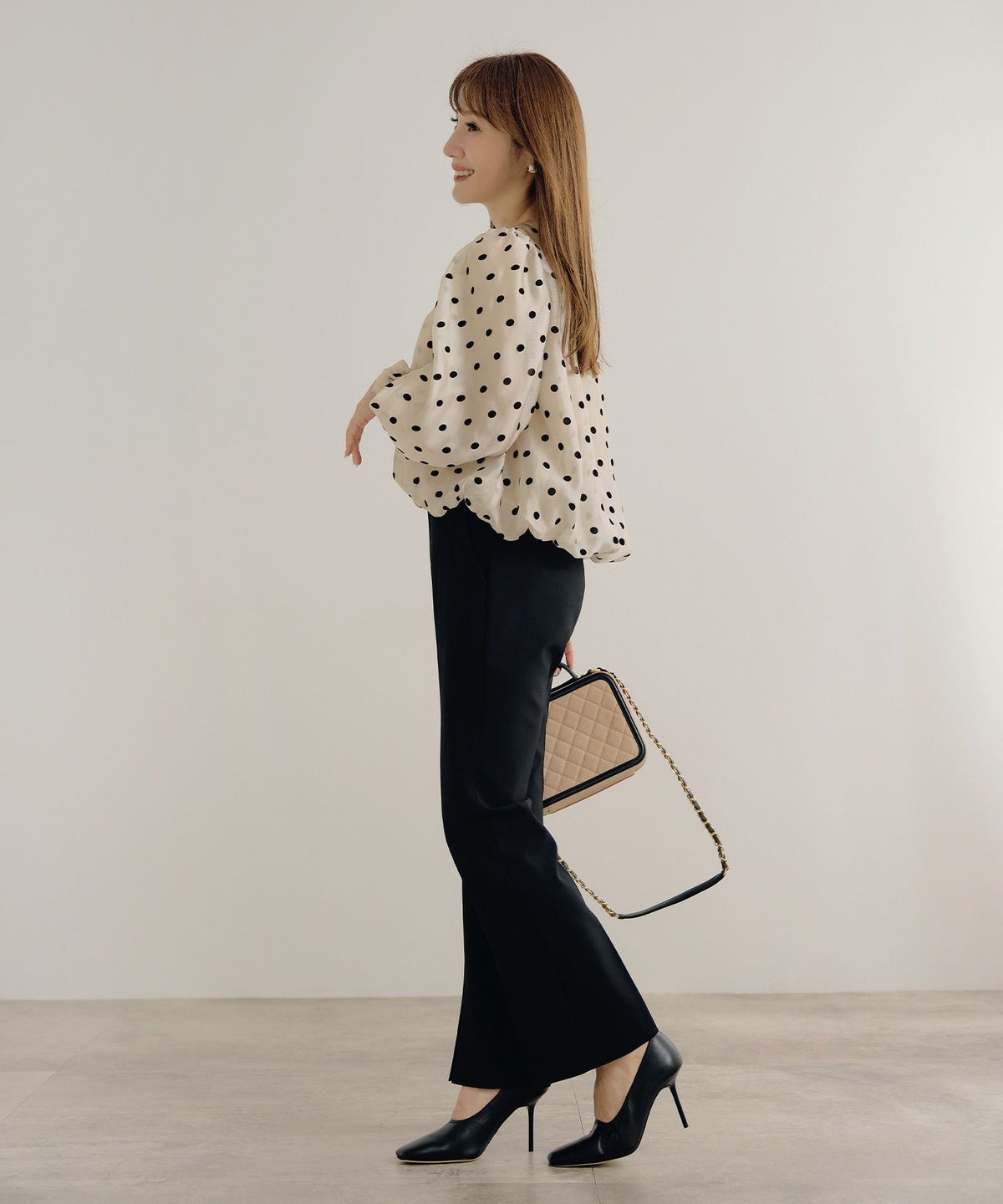 新色追加 手洗い可 長袖 大人カジュアル オフィス きれいめ フェニミン シアー オールシーズン 柄 ジョイントスペース