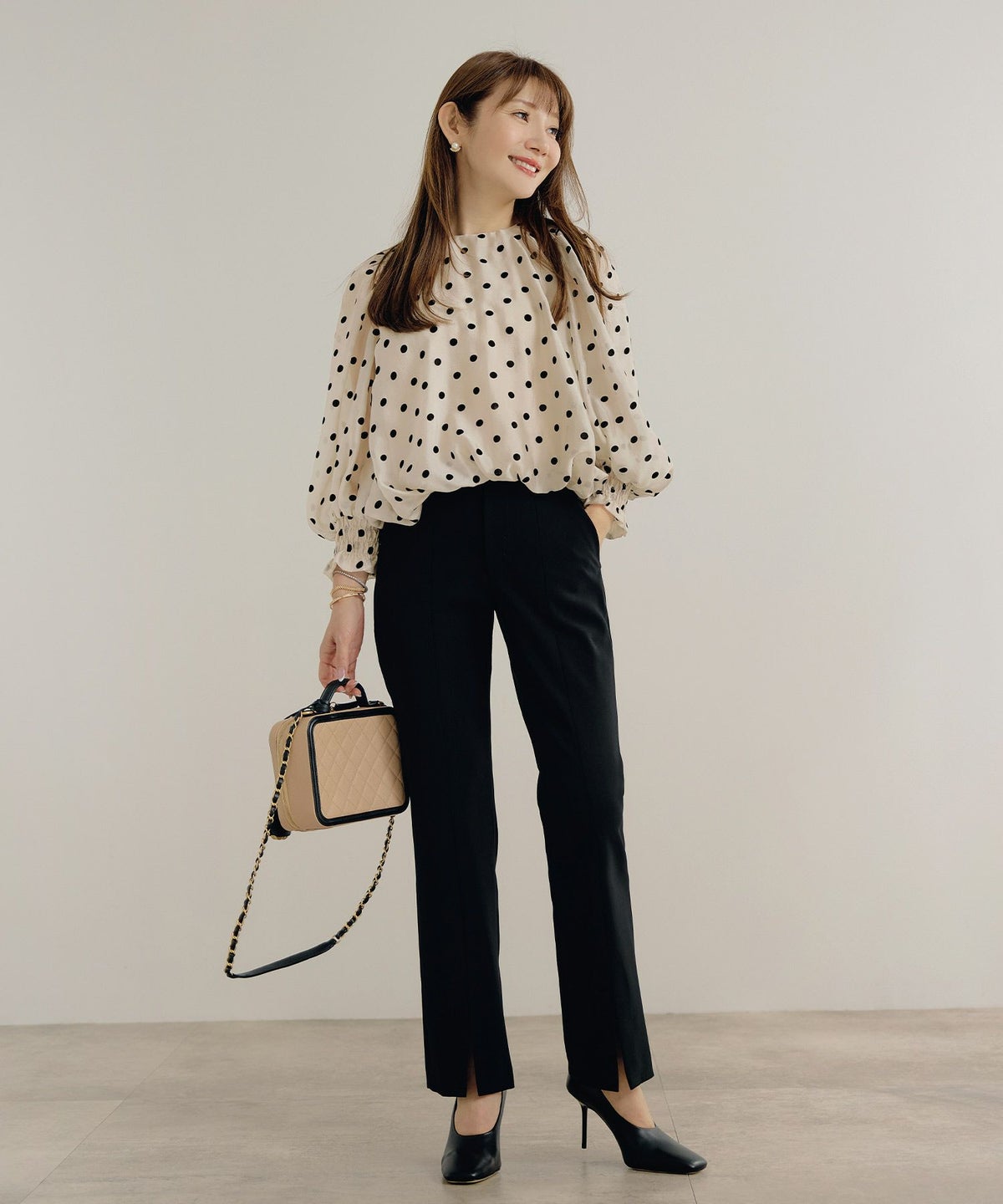 新色追加 手洗い可 長袖 大人カジュアル オフィス きれいめ フェニミン シアー オールシーズン 柄 ジョイントスペース