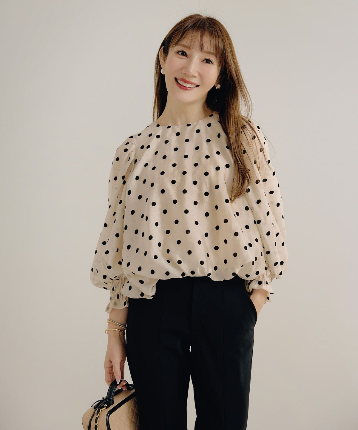 新色追加 手洗い可 長袖 大人カジュアル オフィス きれいめ フェニミン シアー オールシーズン 柄 ジョイントスペース