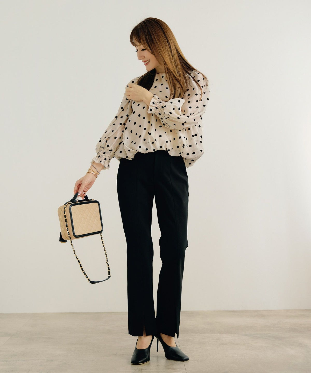 新色追加 手洗い可 長袖 大人カジュアル オフィス きれいめ フェニミン シアー オールシーズン 柄 ジョイントスペース