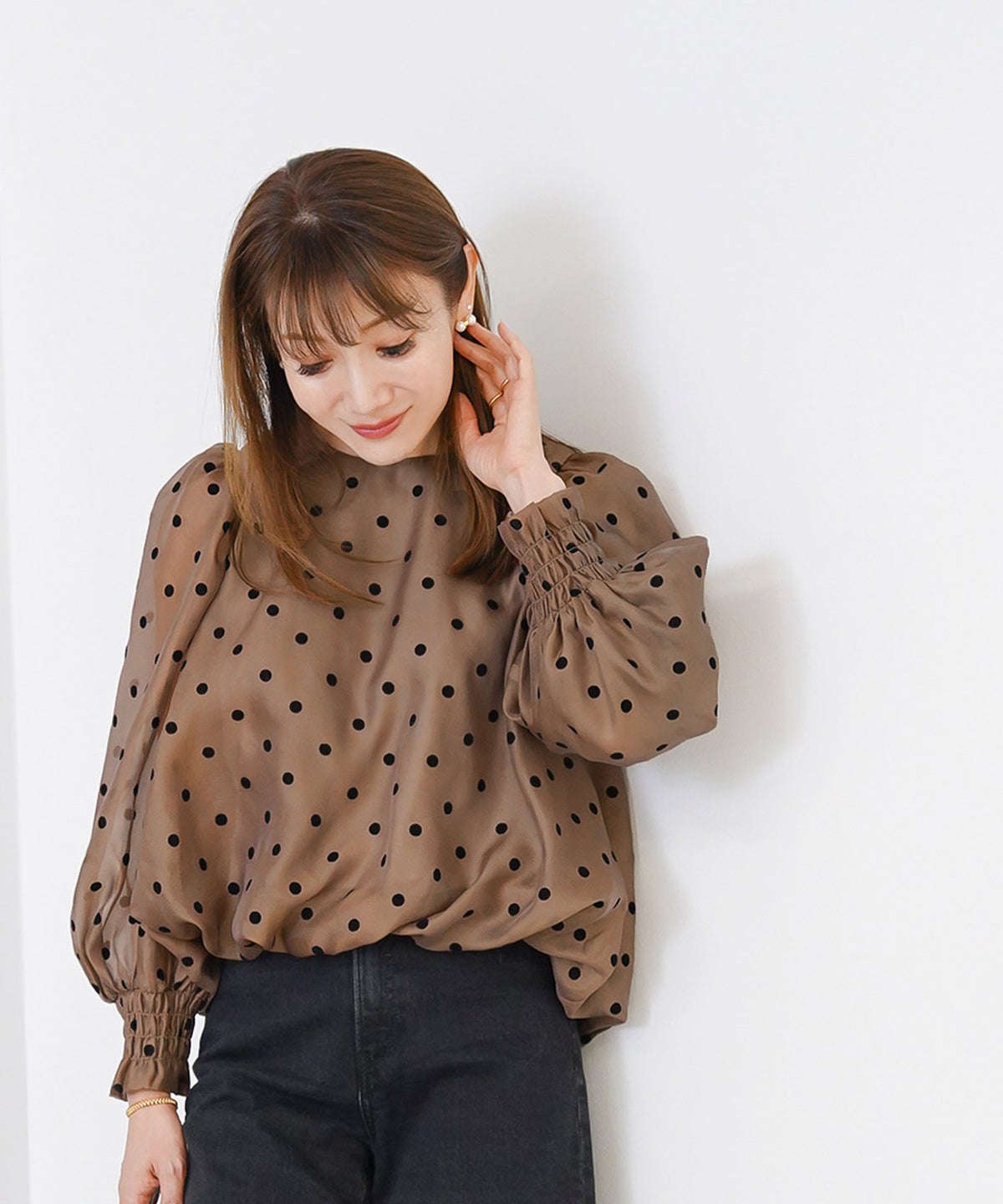 新色追加 手洗い可 長袖 大人カジュアル オフィス きれいめ フェニミン シアー オールシーズン 柄 ジョイントスペース