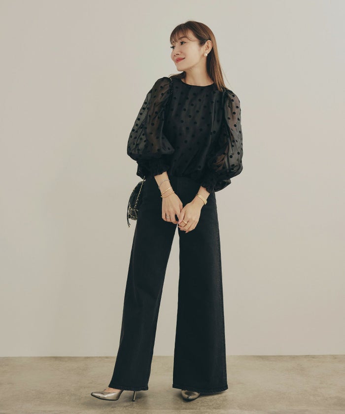 新色追加 手洗い可 長袖 大人カジュアル オフィス きれいめ フェニミン シアー オールシーズン 柄 ジョイントスペース