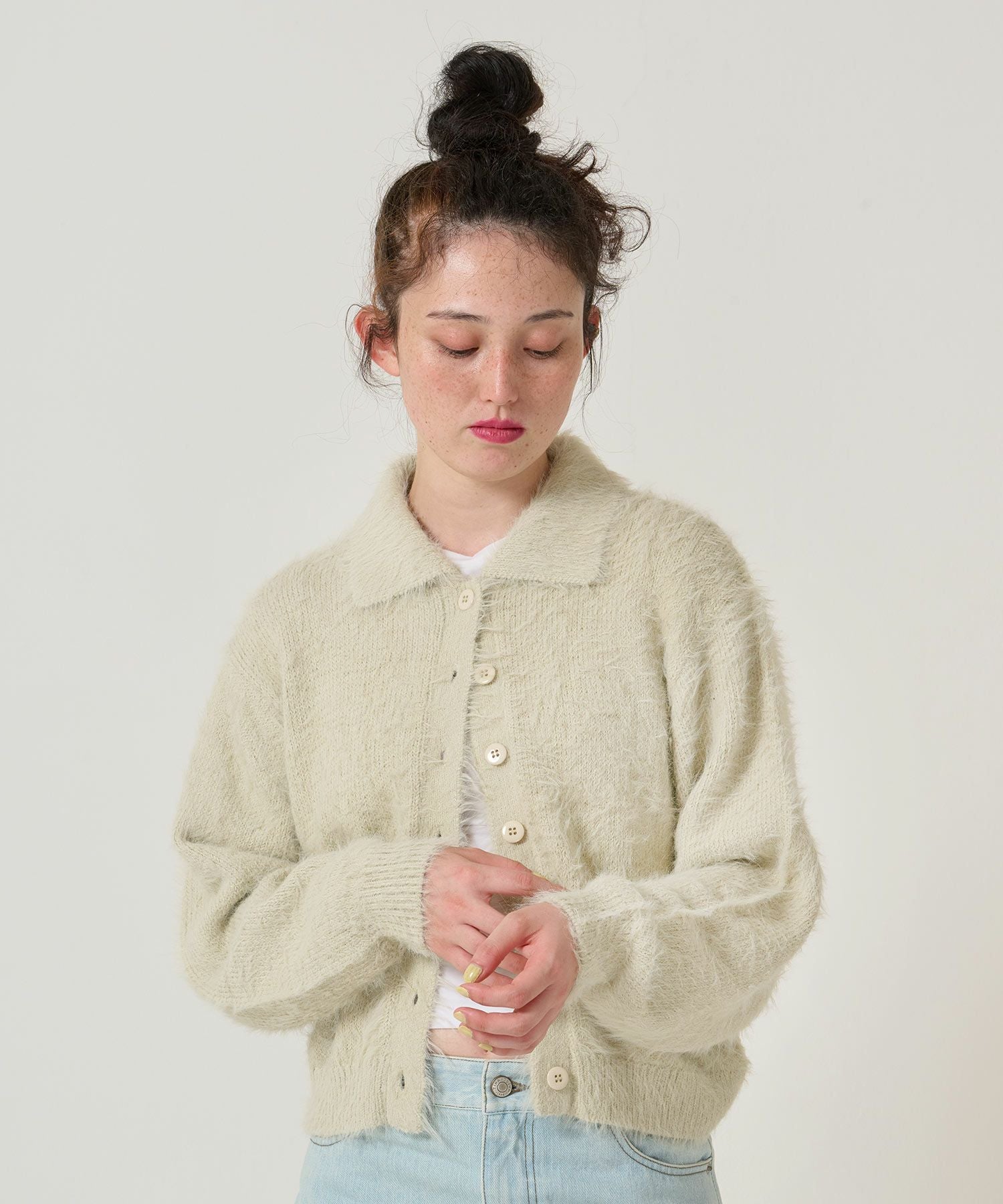 Special-Price-SALE 襟付き シャギーニット カーディガン TINA：JOJUN