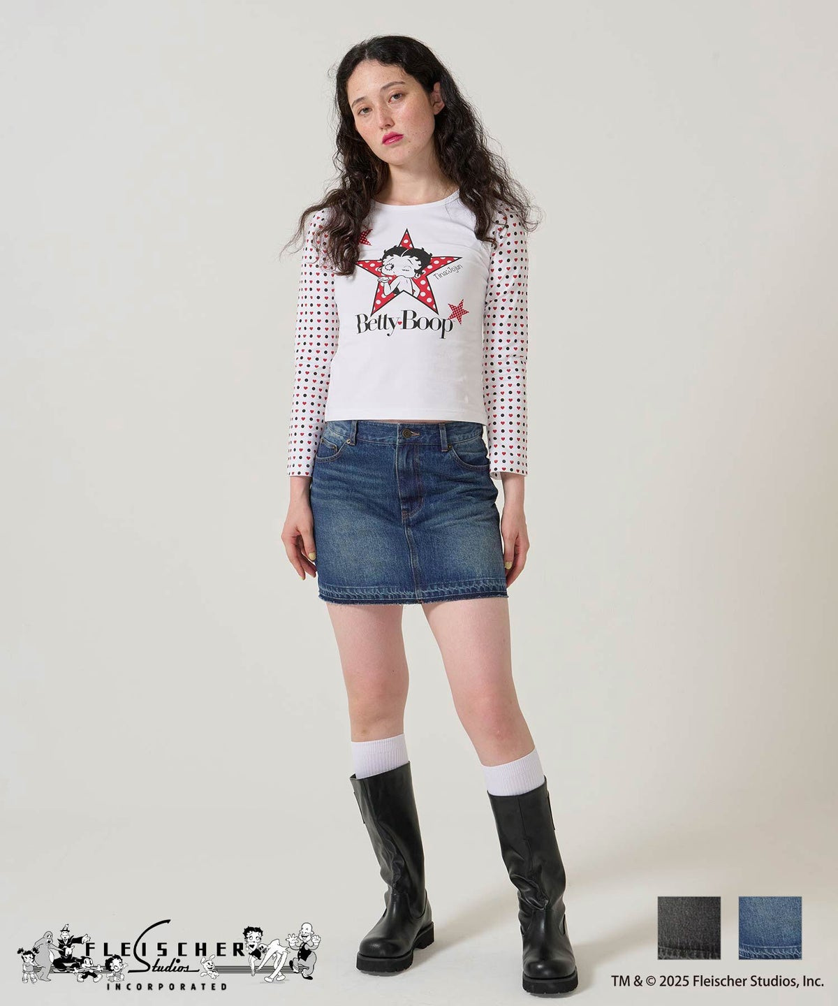 パッチワーク/デニム/ミニスカート