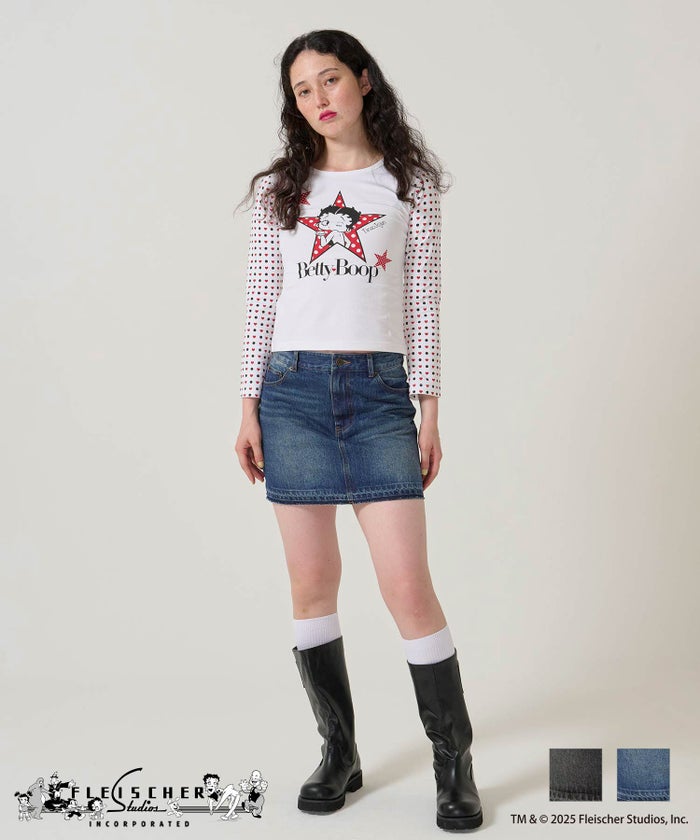 パッチワーク/デニム/ミニスカート