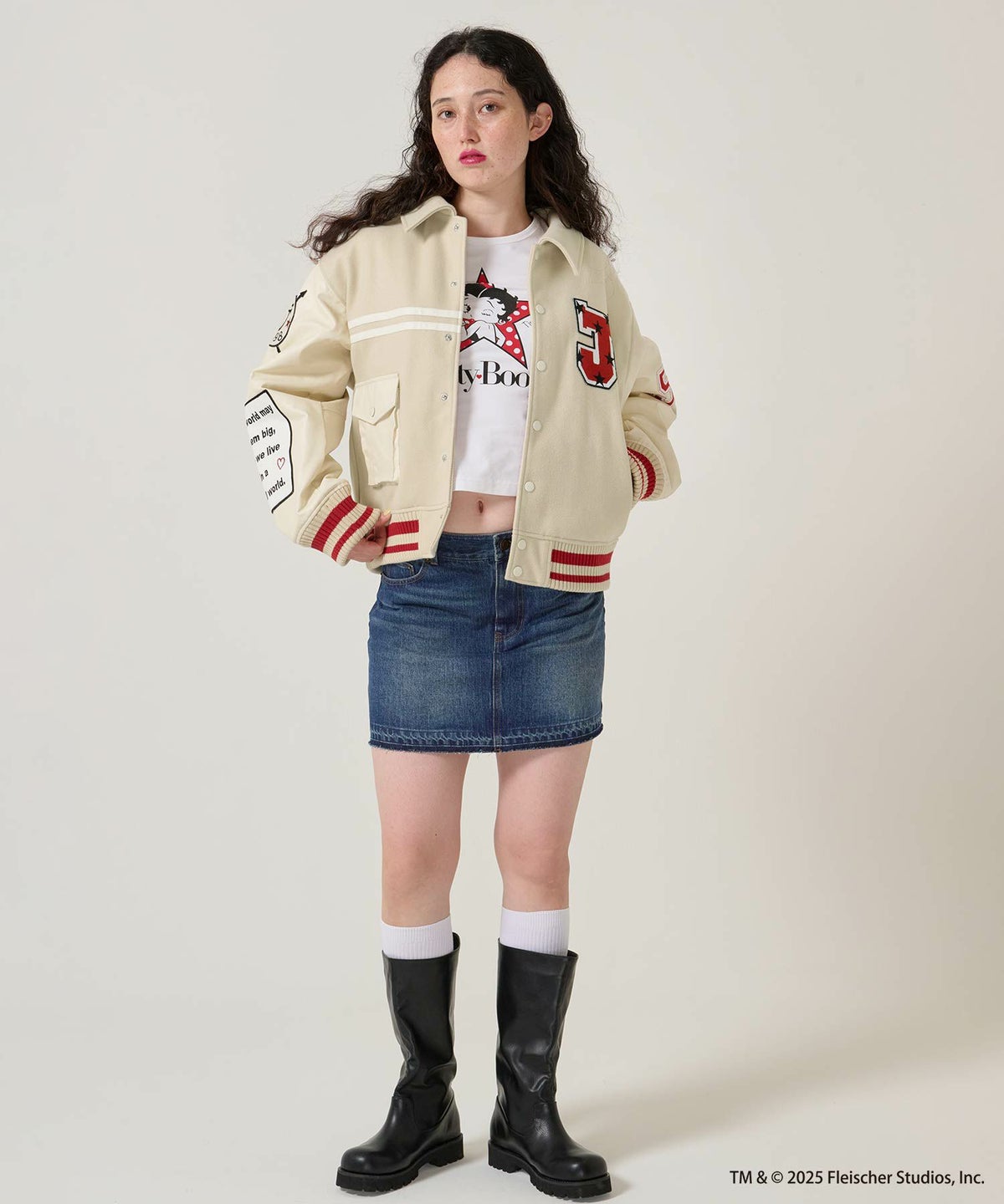 パッチワーク/デニム/ミニスカート