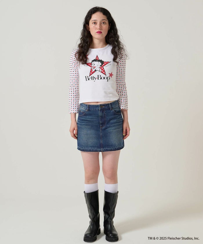 パッチワーク/デニム/ミニスカート