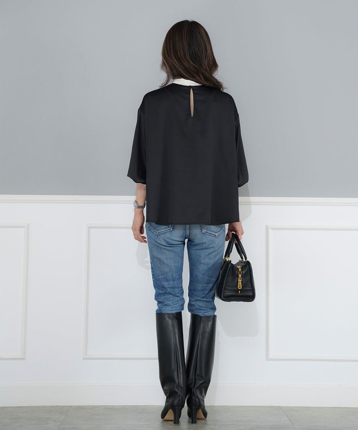 パターン ブラウス レディース 上品 きれいめ オケージョン シンプル エレガント ジョイントスペース