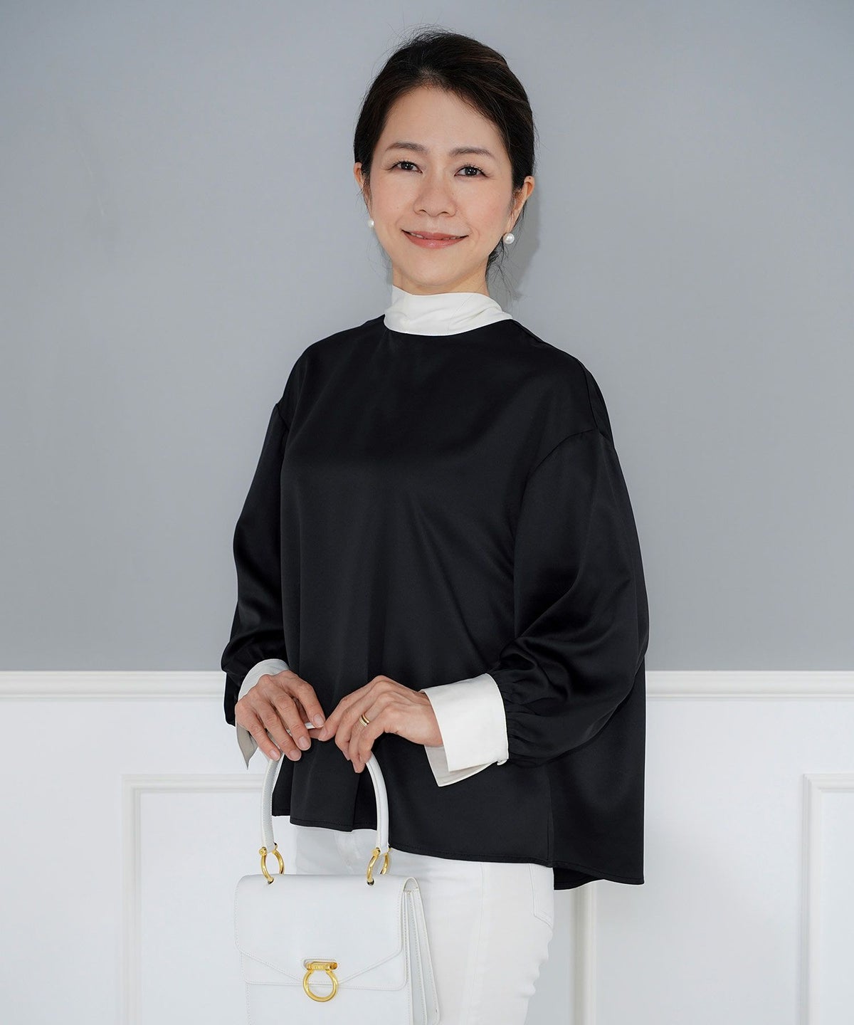 パターン ブラウス レディース 上品 きれいめ オケージョン シンプル エレガント ジョイントスペース