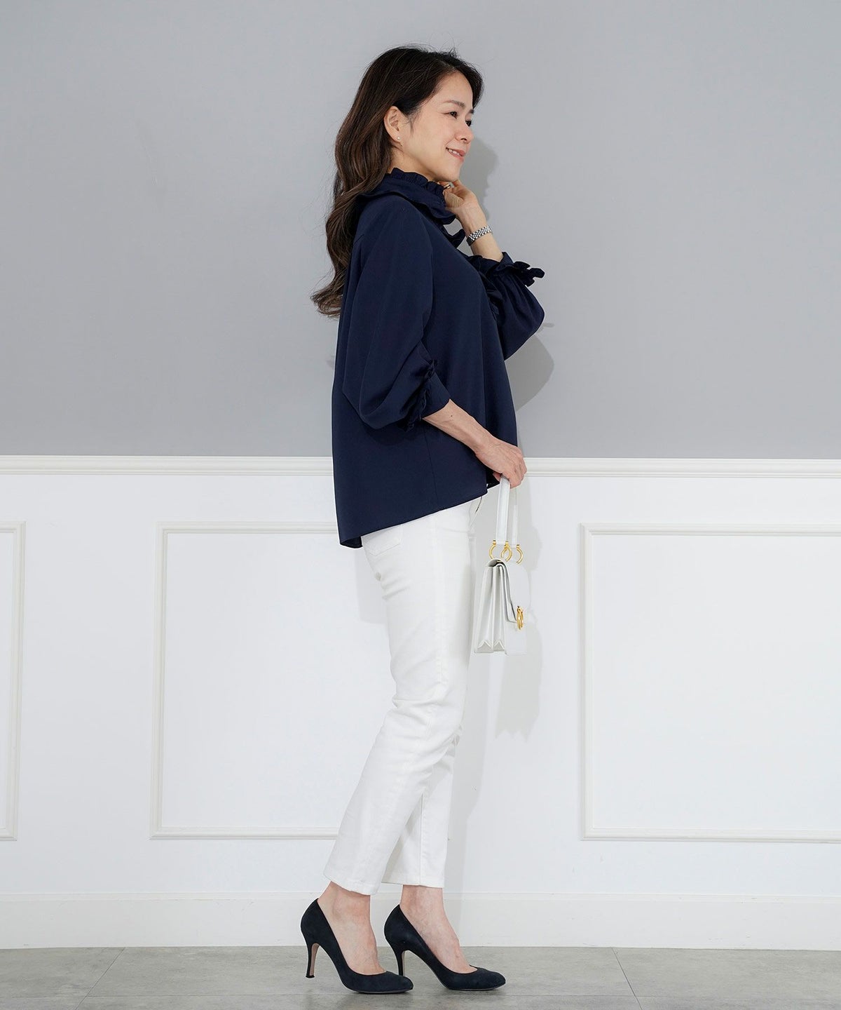 パターン ブラウス レディース 上品 きれいめ オケージョン シンプル エレガント フリー ジョイントスペース