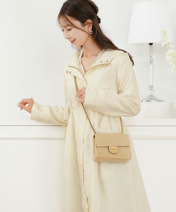 マウンテンパーカー スカラップ デザイン アウター 大人フェミニン 春 秋 きれいめ カジュアル フード付き  通勤  アウター 通学 デイリー オフィスカジュアル レディース ロング丈 アイボリー ピンクベージュ ネイビー