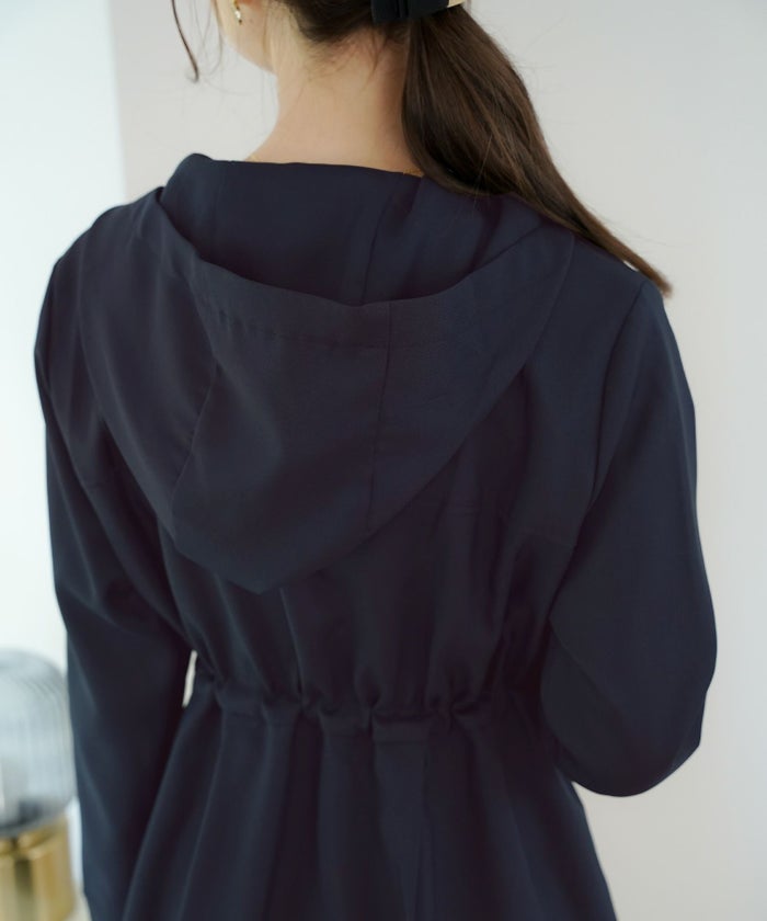 マウンテンパーカー スカラップ デザイン アウター 大人フェミニン 春 秋 きれいめ カジュアル フード付き  通勤  アウター 通学 デイリー オフィスカジュアル レディース ロング丈 アイボリー ピンクベージュ ネイビー