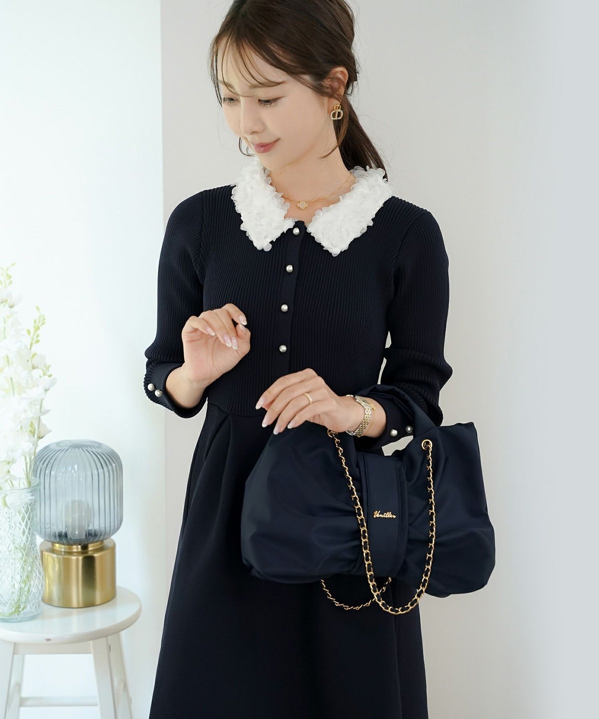 リボン バッグ ハンドバッグ ショルダー 2way フェミニン 大人可愛い お呼ばれ デート パーティー レディース