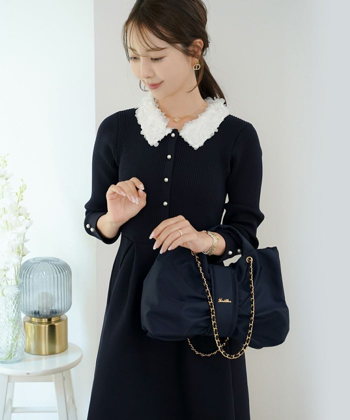 リボン バッグ ハンドバッグ ショルダー 2way フェミニン 大人可愛い お呼ばれ デート パーティー レディース