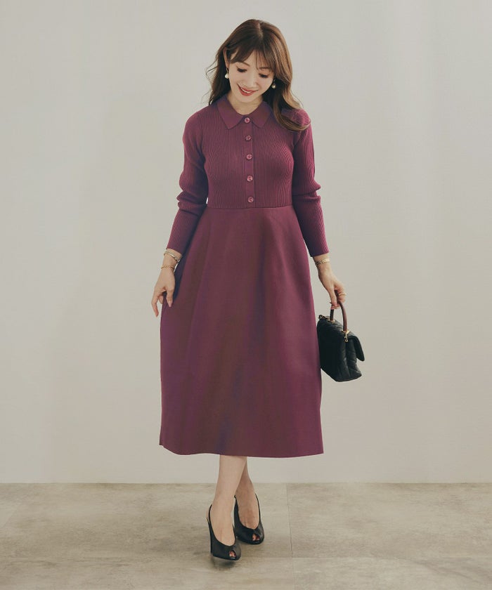 手洗い可 レディース ミモレ 大人 上品 長袖 きれいめ オフィス 秋冬 春 かわいい ジョイントスペース