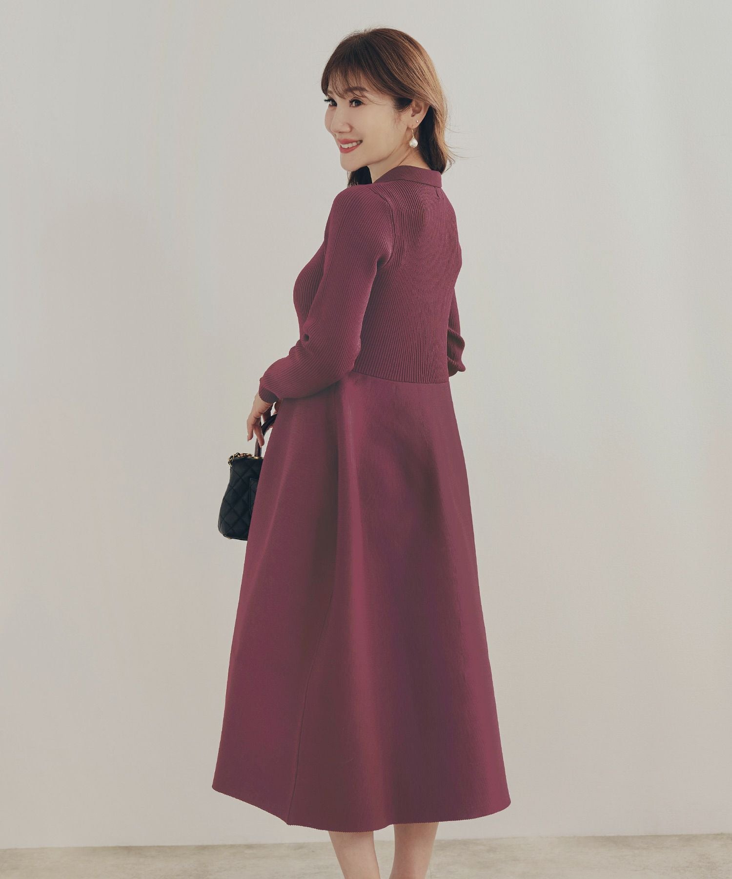 ミラノリブ 襟付き ニット ワンピース Liala×PG 全3色｜lpg331-2192【2