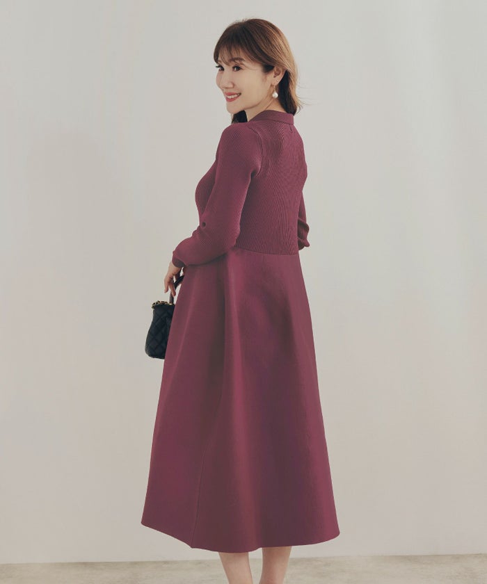 手洗い可 レディース ミモレ 大人 上品 長袖 きれいめ オフィス 秋冬 春 かわいい ジョイントスペース