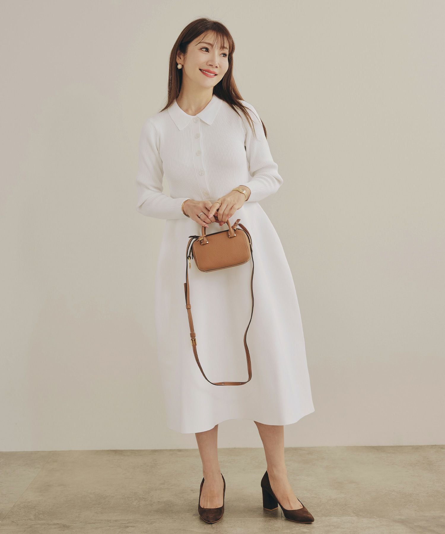 ミラノリブ 襟付き ニット ワンピース Liala×PG 全3色｜lpg331-2192【2