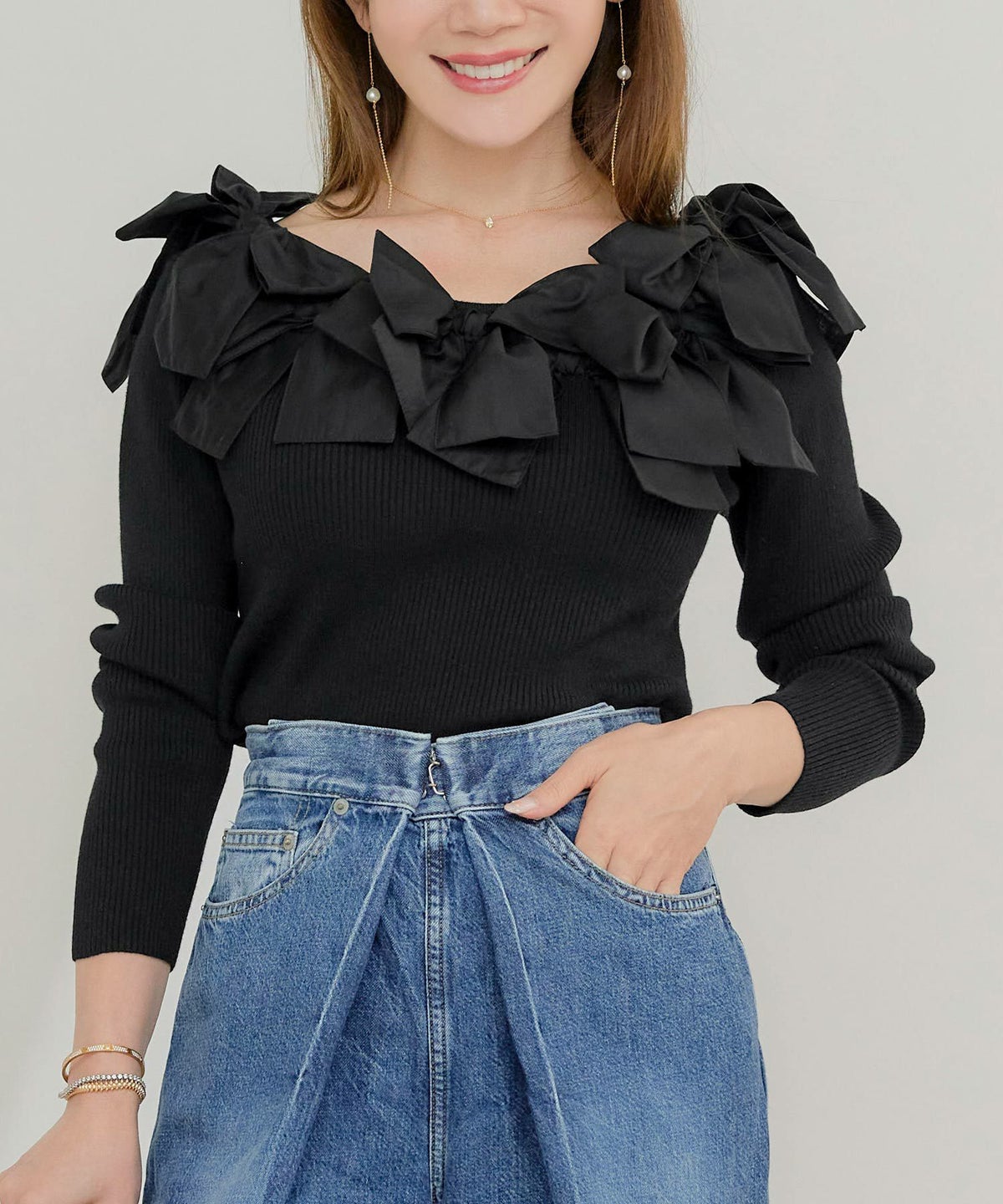 新色追加 手洗い可 レディース 長袖 秋冬春 長袖 大人可愛い 上品 きれいめ フェミニン ジョイントスペース