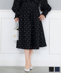 手洗い可 ボトムス レディース ドット 無地 上品 きれいめ オケージョン シンプル エレガント ジョイントスペース ギャザー フレア スカート Joint Space×kozuesakurada