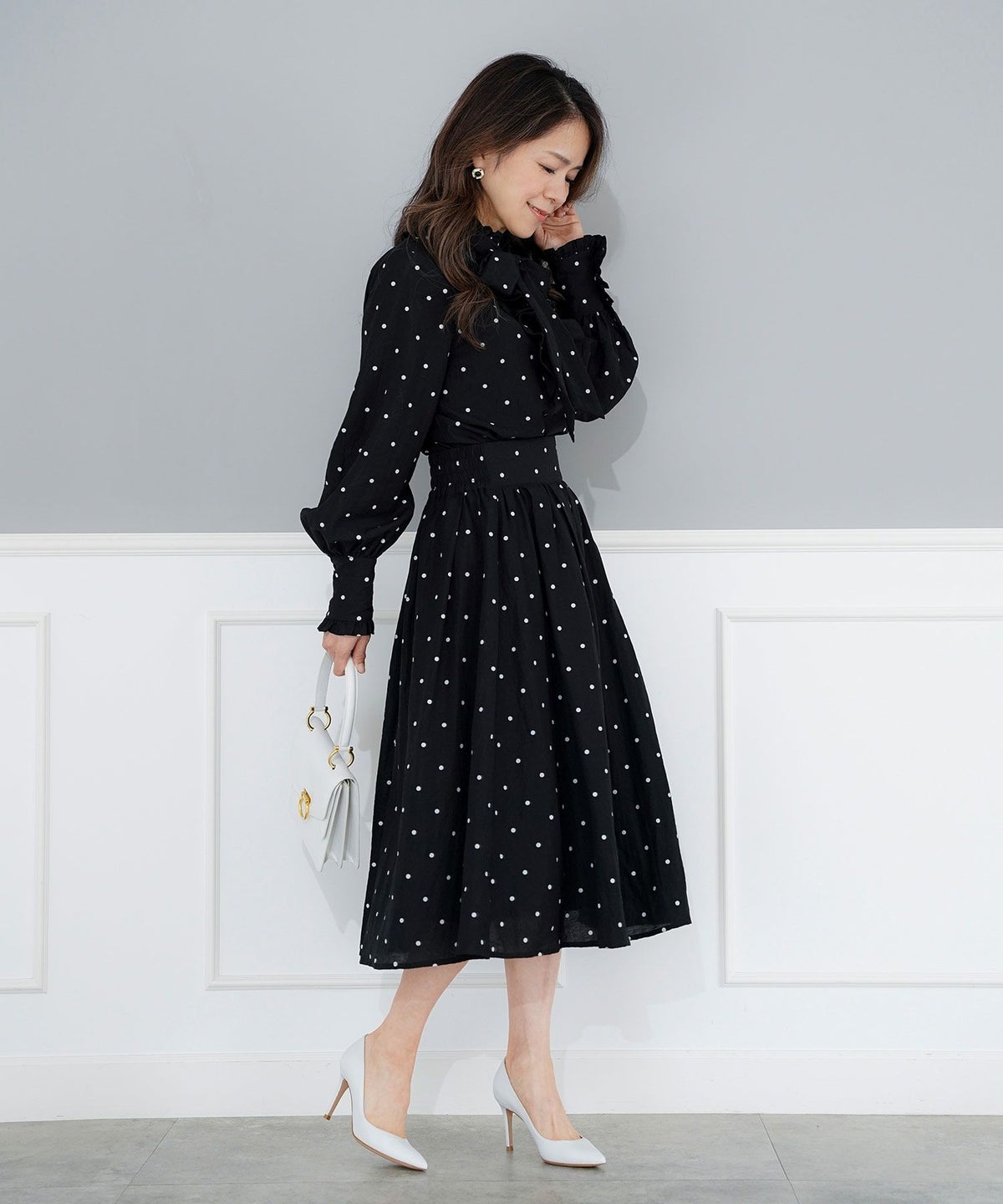 手洗い可 ボトムス レディース ドット 無地 上品 きれいめ オケージョン シンプル エレガント ジョイントスペース